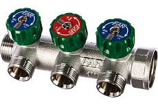 Регулирующий коллектор FAR 1" ВР-НР с 3 отв. 3/4" НР межосев. 45 мм FK 3822 134