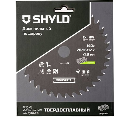Пильный диск SHYLD по дереву твердосплавный 140x20/16/12,7 мм, 36 зубьев 6692520