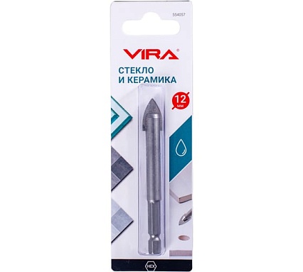 Сверло по стеклу и керамике VIRA HEX, 12 мм 554057