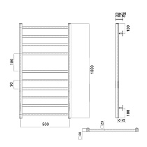 Полотенцесушитель водяной Domoterm Квадро П10 500х1000, хром