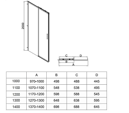 Душевая дверь Vincea Софт 2 (Soft 2) VDS-3SO2120CLGM 120x200 вороненая сталь, прозрачная