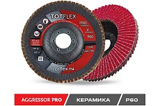 Круг лепестковый торцевой AGGRESSOR-PRO 2 (125x22 мм; V; P60) TOTFLEX 4631148128255