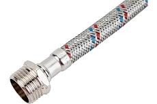 Подводка для воды СТМ сталь, 1/2&quot;, гайка-штуцер, 50 cм CWFHM050