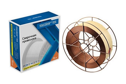 Проволока сварочная ER 70S-6 0.8 мм, 15 кг, омедненная Solaris WM-ER70S6-08S15