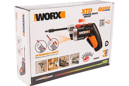 Аккумуляторная отвертка Worx + набор бит WX252