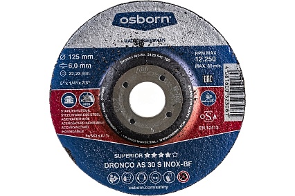 Диск шлифовальный Superior AS30S INOX (125x6x22.23 мм) DRONCO 3126540100