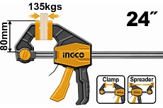 Быстрозажимная струбцина Ingco 80x600 мм HQBC24802