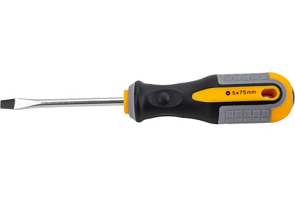 Шлицевая отвертка GREPP SL5*75мм, CrV, 3х-компонентная рукоятка 201-005