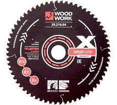 Диск пильный Эксперт 216x2.4/1.6x30 мм, Z=64 мм, A=-5° WOODWORK 29.216.64