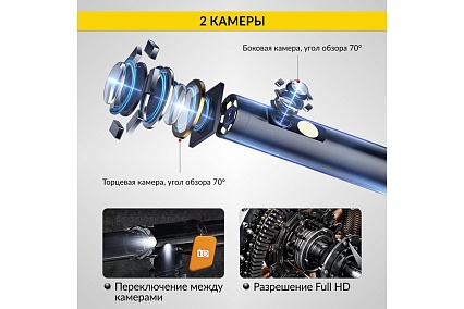 Промышленный видеоэндоскоп iCartool 4.3", 1Мп, 2 камеры, 1280х720, 1 м, 5.5 мм сменный зонд IC-V112A