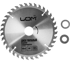 Диск пильный по дереву, стандартный рез, 190x30 мм, кольца на 20/16 мм, 36 зубьев ЛОМ 3110011