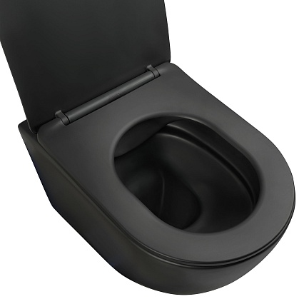 Подвесной унитаз SET Aquatek Европа MB-017 4в1, кнопка черный матовый