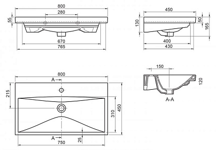 Раковина BelBagno BB-0322-80-LVB 80 см