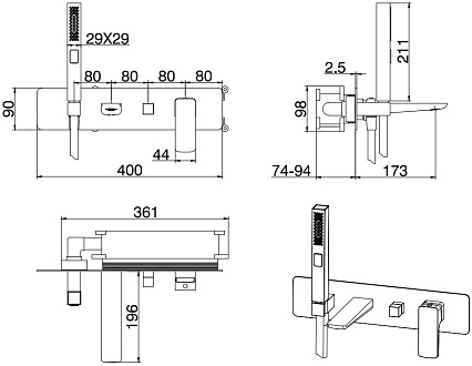 Смеситель для ванны Allen Brau Infinity 5.21007-00 (с внутренней частью), хром