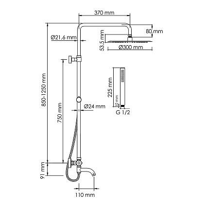 Душевая стойка WasserKRAFT A188.116.137.010.CH Thermo с термостатом, хром