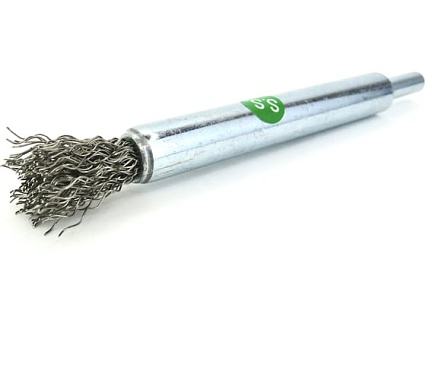 Щетка концевая EuroBrush Д10х118мм, c хв-м д6х20мм, ворс гофр нерж сталь 0.3 мм, на дрель 13-088 EB-E10SS3