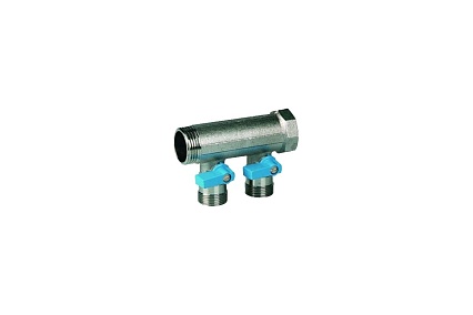 Коллектор с синими шаровыми кранами Henco 3/4"НР под евроконус, 3/4"-2xEK14,16,18,20 VB050502-BLAUW