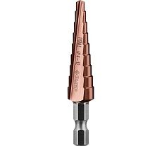 Ступенчатое сверло по металлу Зубр Кобальт 4-12 мм, 9 ступеней, сталь Р6М5+Со 29672-4-12-9_z01