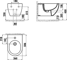 Напольное биде Creavit Klasik KL500-00CB00E-WA00 Vercaci золото