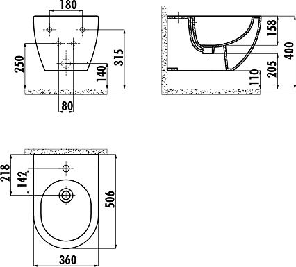 Напольное биде Creavit Klasik KL500-00CB00E-WA00 Vercaci золото