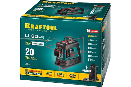 Лазерный нивелир Kraftool LL-3D-2 360 градусов 34640-2