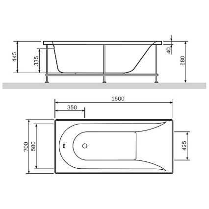 Акриловая ванна Am.Pm Spirit 150x70 см