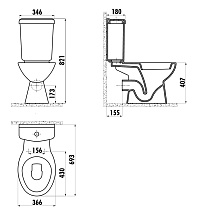 Чаша для унитаза Creavit Pitta PA310-00CB00E-0000 с функцией биде, белый