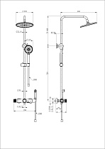 Душевая стойка Wonzon&Woghand WW-B3097-A-BG термостат, брашированное золото