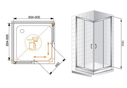 Душевой уголок Cezares Pratico PRATICO-A-2-90-C-Cr 90x90 прозрачный