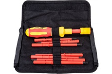 Набор диэлектрических отверток со сменными вставками 7+1, (в кофре, динамометрическая рукоятка 1-5 Нм) SHTOK 09350