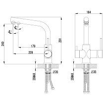 Смеситель для кухни Lemark Comfort LM3061PGS с подкл. к фильтру, серый шёлк