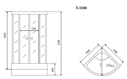 Душевая кабина Timo Comfort T-8800 100x100, c г/м, матовые стекла (Fabric Glass), хром