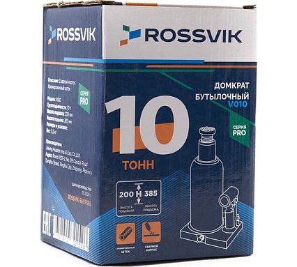 Домкрат бутылочный Rossvik PRO V010 г/п 10.0 т V010 PRO