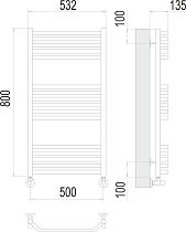 Полотенцесушитель водяной Terminus Виктория П16 500x800, 4670078529534