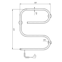 Полотенцесушитель электрический Domoterm E-образный DMT 105-25 50x65 ТЭН слева, хром