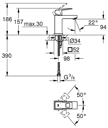 Смеситель для раковины Grohe Eurocube 23132000