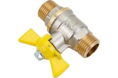 Шаровой кран для газа Valfex 1/2&quot; НР/НР бабочка, латунный никелированный 11Б27фтМ VF.279.NB3.012.Bir