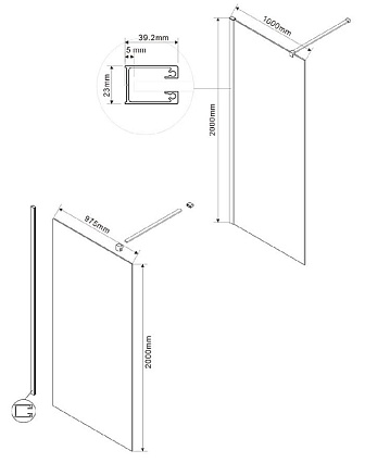 Душевая перегородка Vincea Walk-In 100x200 хром, тонированное