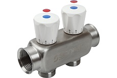Квартирный коллектор Sanext ВР 1"х 2 контура НР 3/4" евроконус 8112