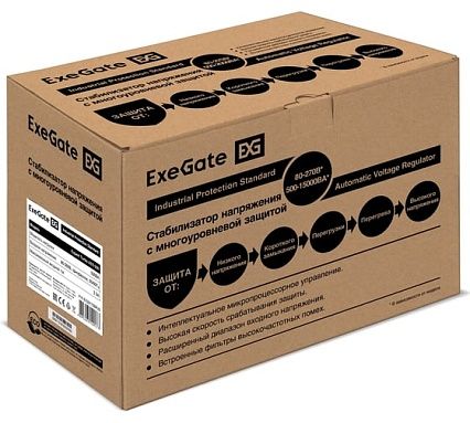 Стабилизатор напряжения Exegate Expert Turbo AST-500 500ВА, вход 80-260В, двойная цифр. индикация вход/вых. напряжения, выход 220В±8 , КПД 98 , 5 уровней защ 291728