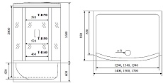 Душевая кабина Timo Standart T-6670SF Fabric Silver 170x88, прямоугольная, хром