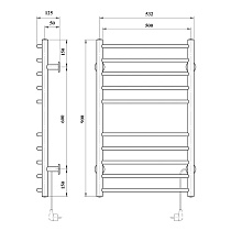 Полотенцесушитель электрический Domoterm Аврора DMT 109-10 50x90 EK ТЭН справа, хром