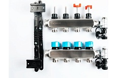 Коллекторная группа с расходомерами Federica Bugatti FB 1&quot;x3/4&quot; 3 выхода, нержавейка 2015354