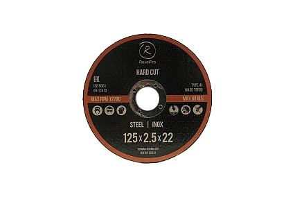 Отрезной круг ROXTOP HARD CUT 125x2.5x22 мм, Т41, нерж. сталь, металл RoxelPro 105247