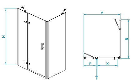 Душевой уголок RGW Passage PA-77B (PA-07BL / Z-050-2B / O-204) 100x100 черный, левый 41087700-084L