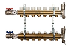 Распределительный коллектор из латуни без расходомеров 7 вых. STOUT SMB 0468 000007