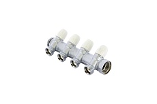Коллектор Tiemme Maxima НВ, 3/4&quot;, с вентилями, 4 выхода, 1&quot;, Н ЕК 50 мм, хром 1860019