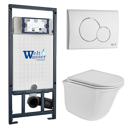 Комплект Weltwasser 10000011130 унитаз Telbach 004 GL-WT + инсталляция Marberg 507 + кнопка Mar 507 RD GL-WT