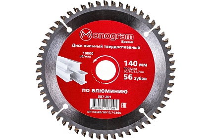 Диск пильный твердосплавный Special (140х20/16/12.7 мм; 56 зубов) MONOGRAM 087-201