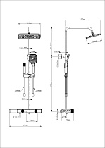 Душевая стойка Wonzon&Woghand Shelf WW-B4161-MB термостат, черный матовый